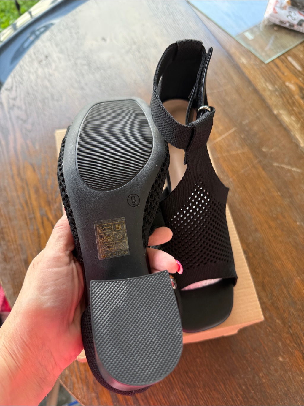 Nwt New Bella Women’s Size 9 Black Knit Block Heel 2.25” Sandals — image 6 of 6